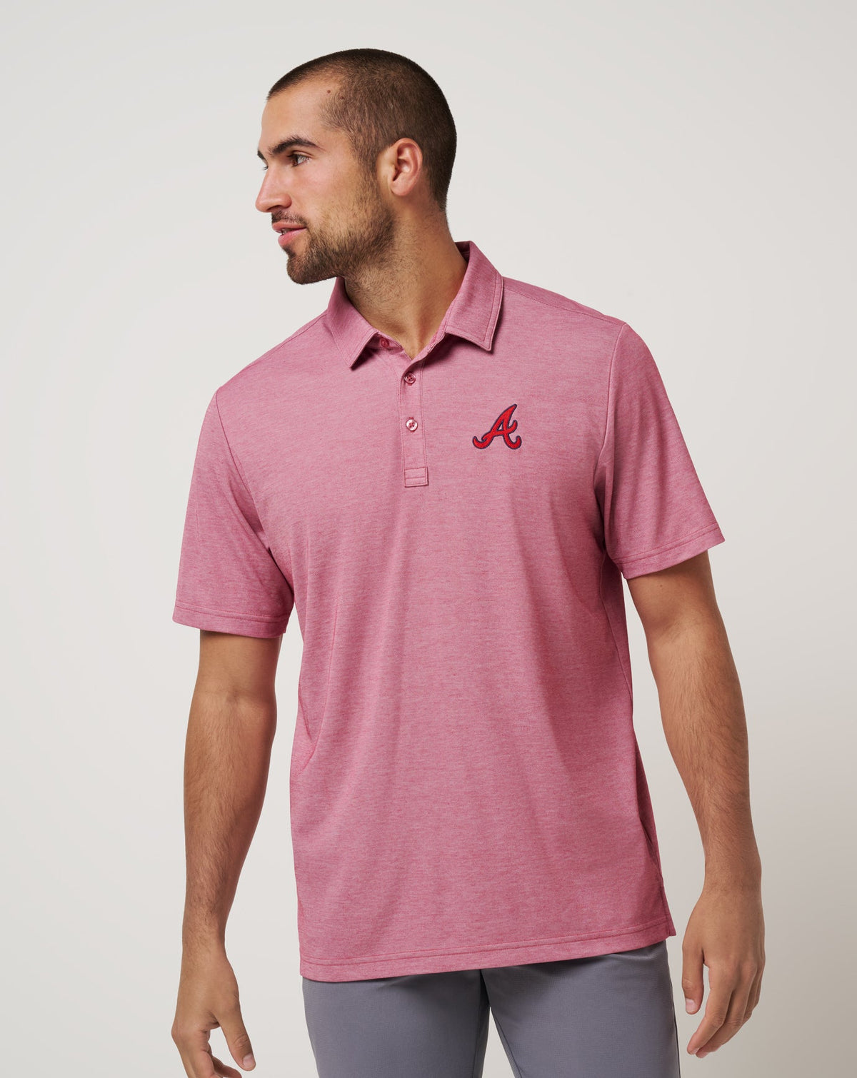 TravisMathew | Atlanta Braves Playoff Pitch Polo - Heather Red