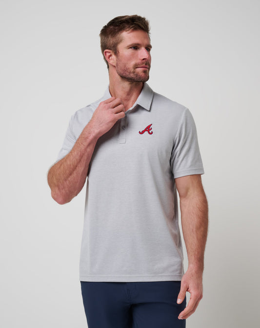 TravisMathew | Atlanta Braves Playoff Pitch Polo - Heather Grey
