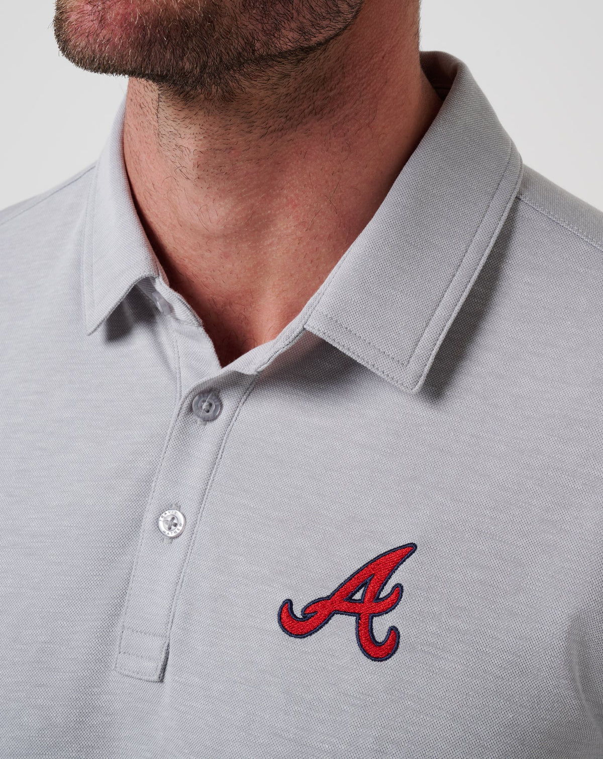 TravisMathew | Atlanta Braves Playoff Pitch Polo - Heather Grey