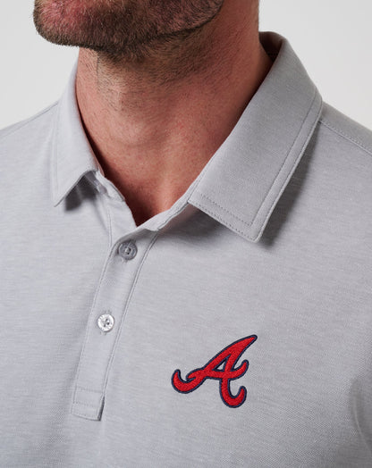 TravisMathew | Atlanta Braves Playoff Pitch Polo - Heather Grey