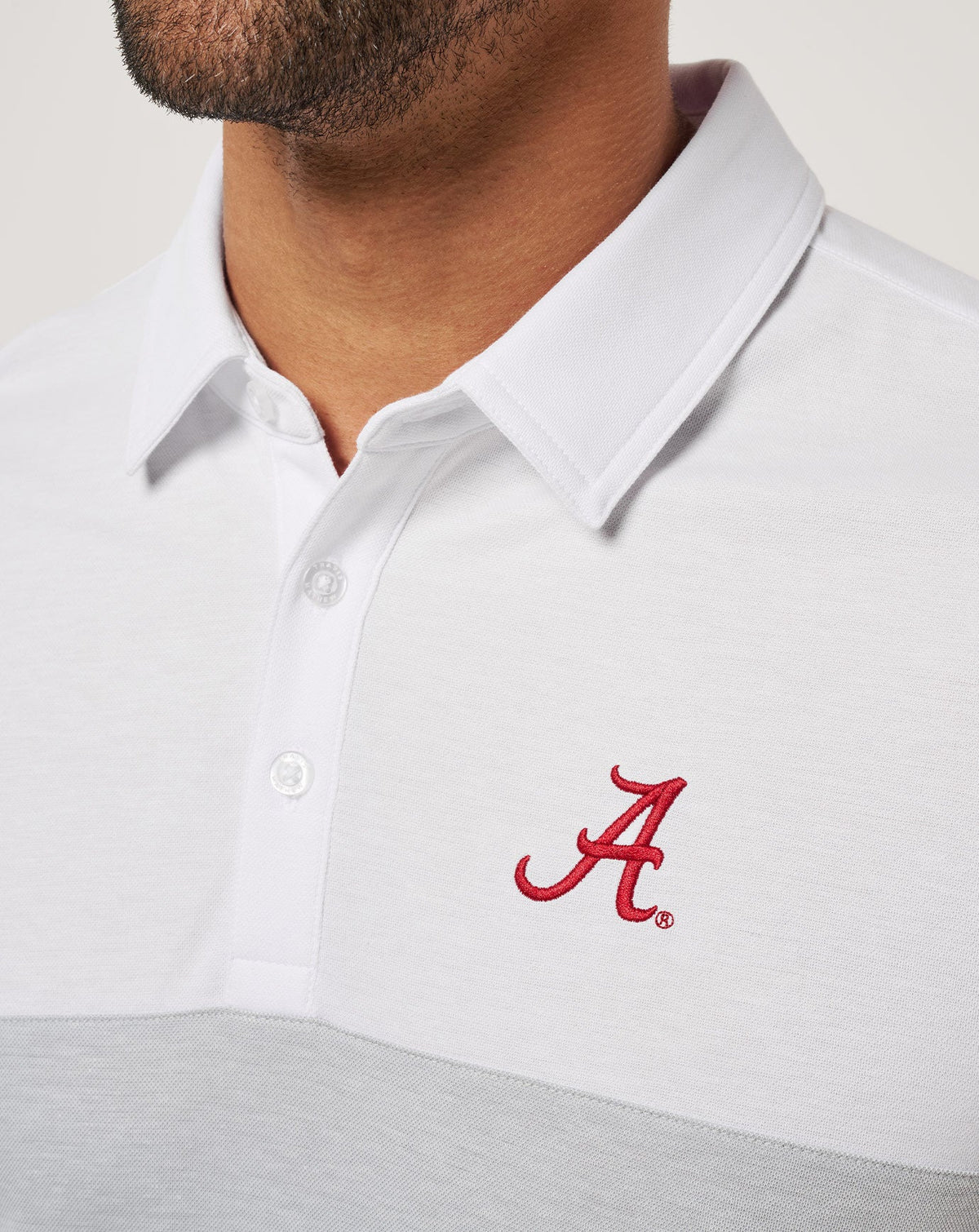 TravisMathew | Alabama Drop Back Polo - White/Heather Grey