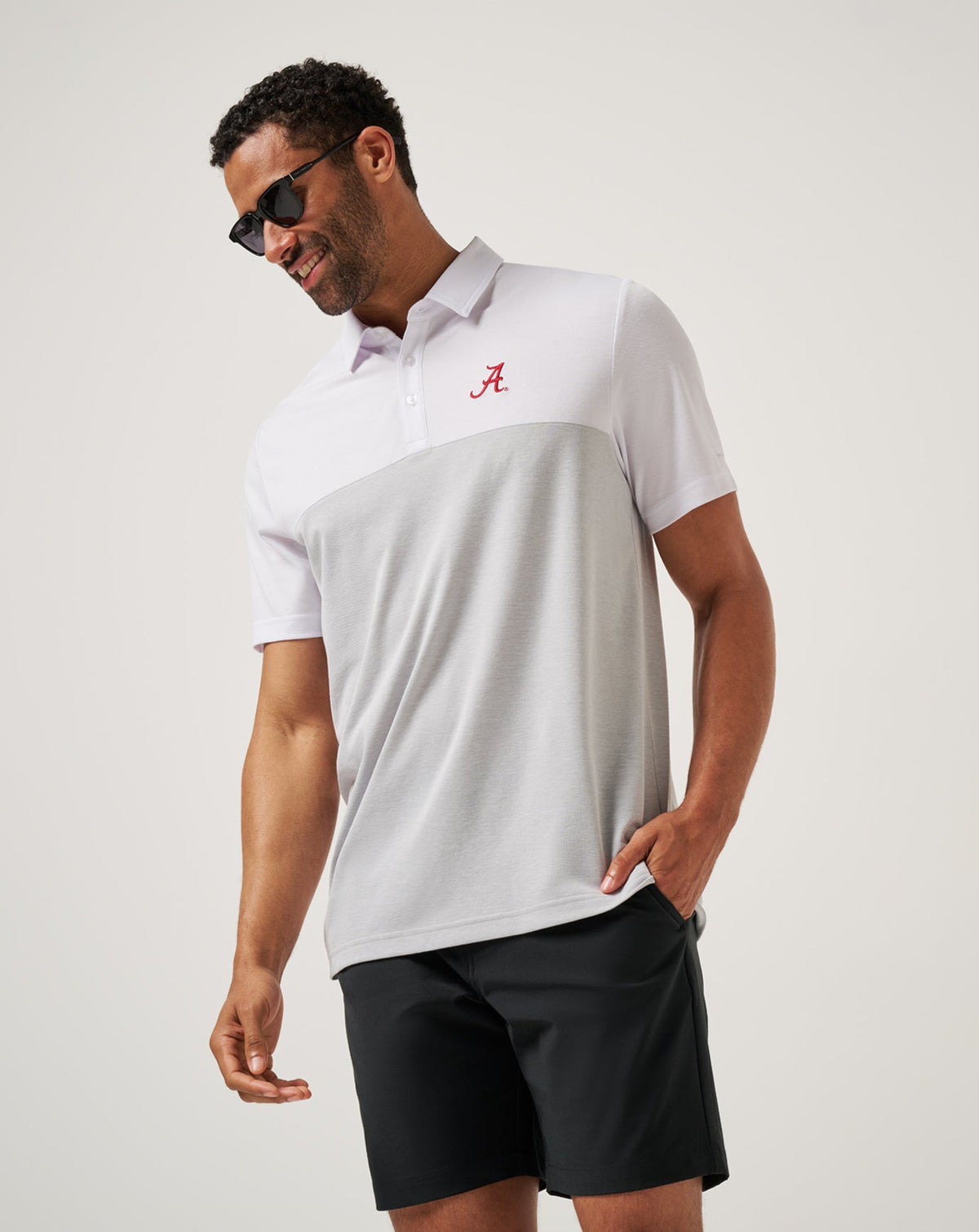 TravisMathew | Alabama Drop Back Polo - White/Heather Grey