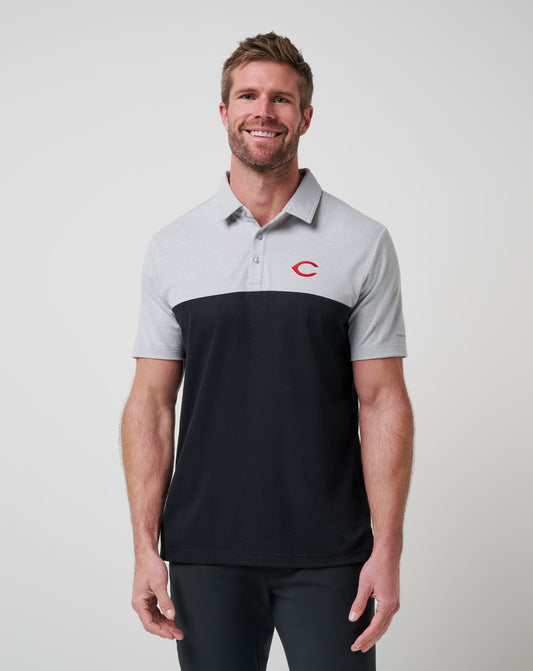 TravisMathew | Cincinnati Reds Home Run Leader Polo - Heather Grey/Black