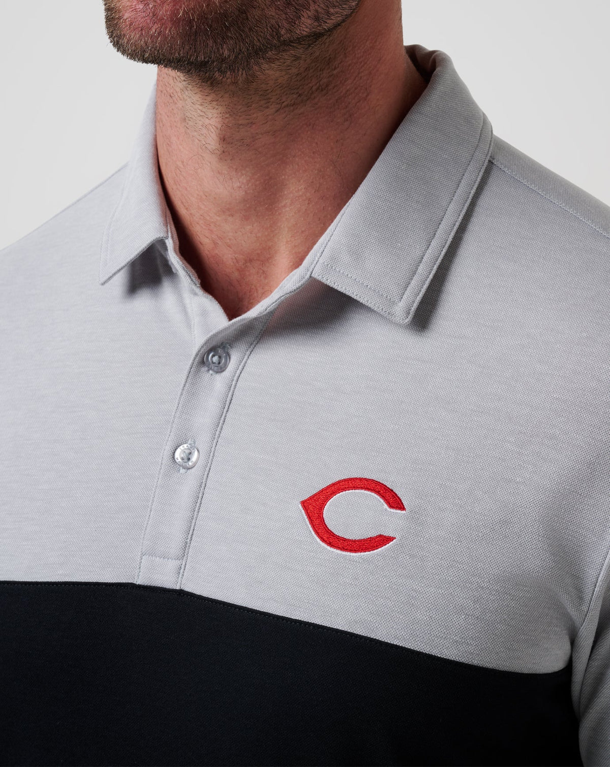 TravisMathew | Cincinnati Reds Home Run Leader Polo - Heather Grey/Black