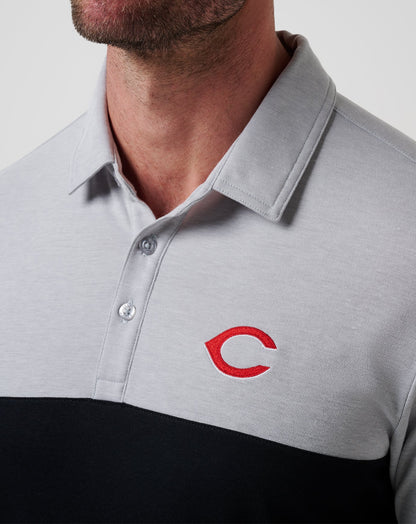 TravisMathew | Cincinnati Reds Home Run Leader Polo - Heather Grey/Black