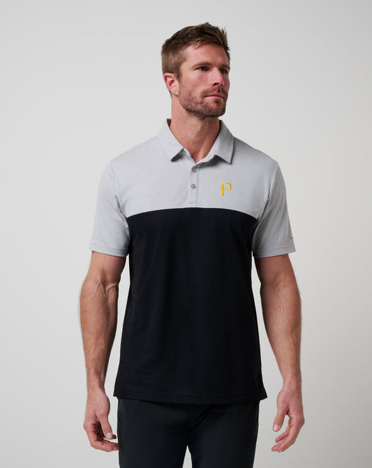 TravisMathew | Pittsburgh Pirates Home Run Leader Polo - Heather Grey/Black