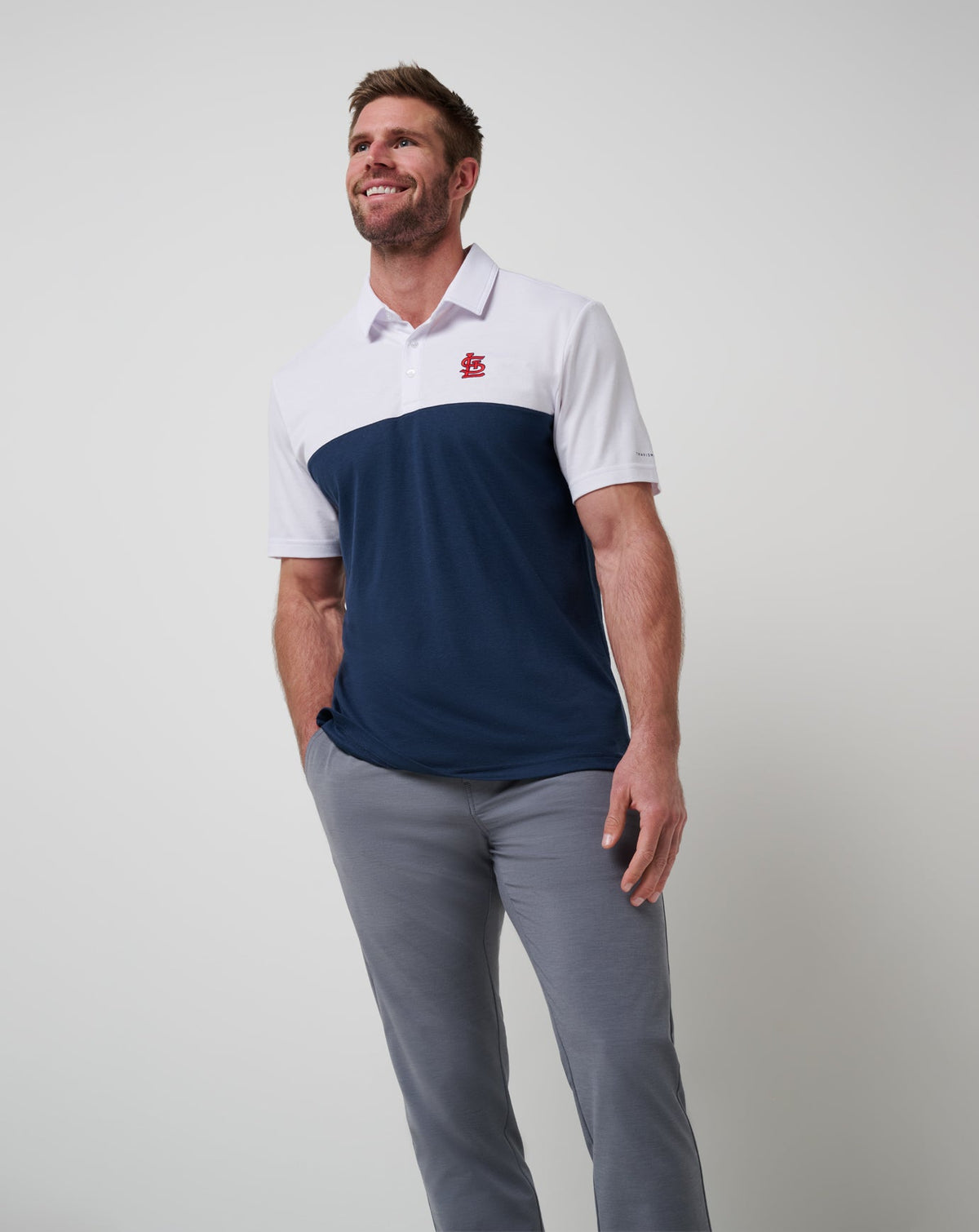 TravisMathew | St Louis Cardinals Home Run Leader Polo - White/Navy