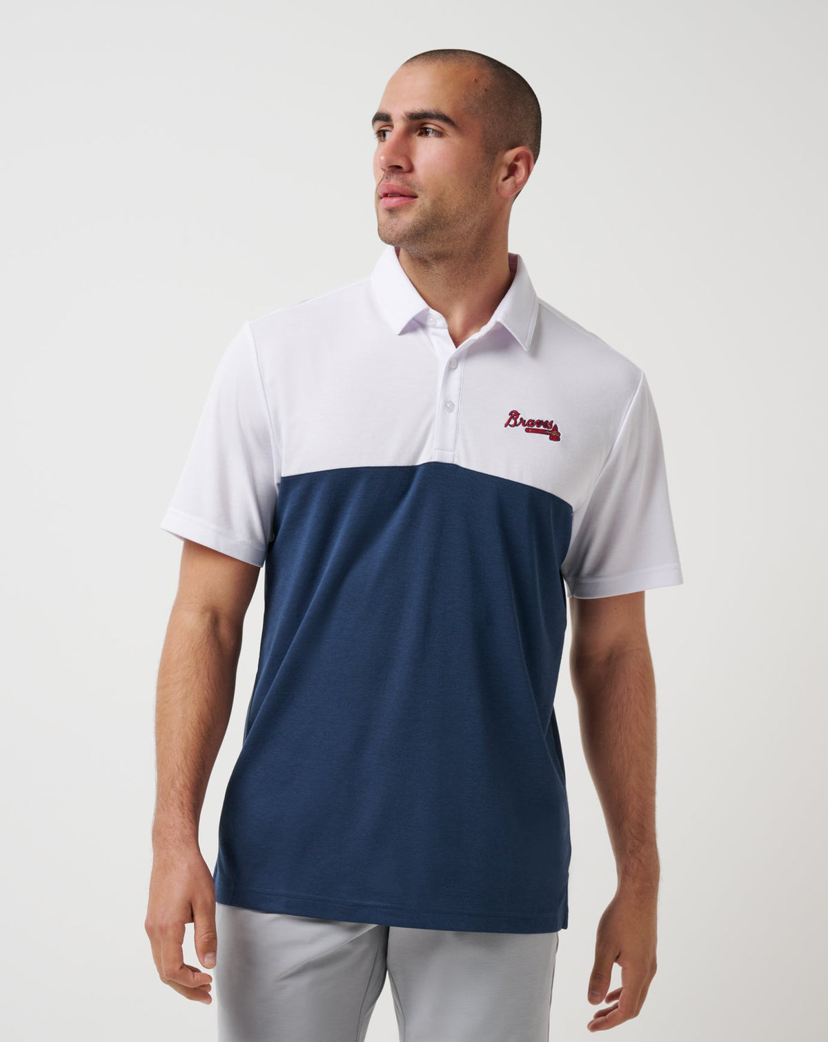 TravisMathew | Atlanta Braves Home Run Leader Polo - White/Navy