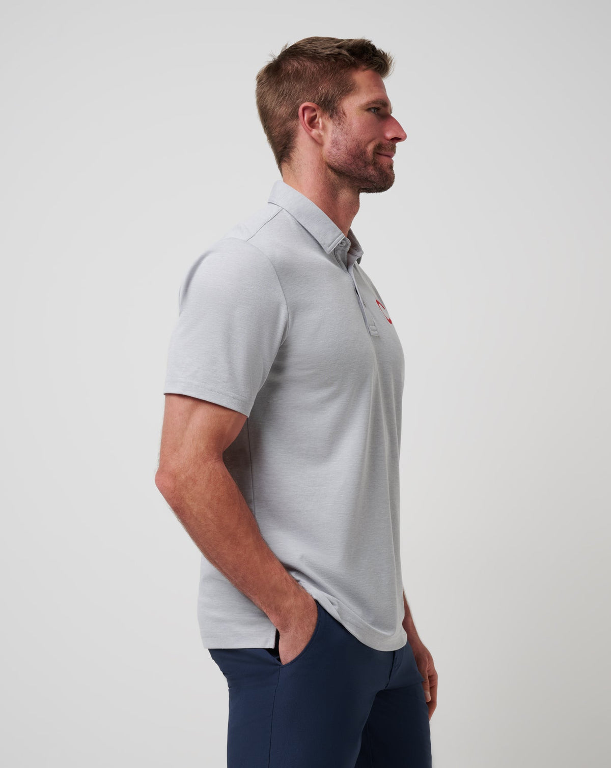 TravisMathew | Chicago Cubs Playoff Pitch Polo - Heather Grey