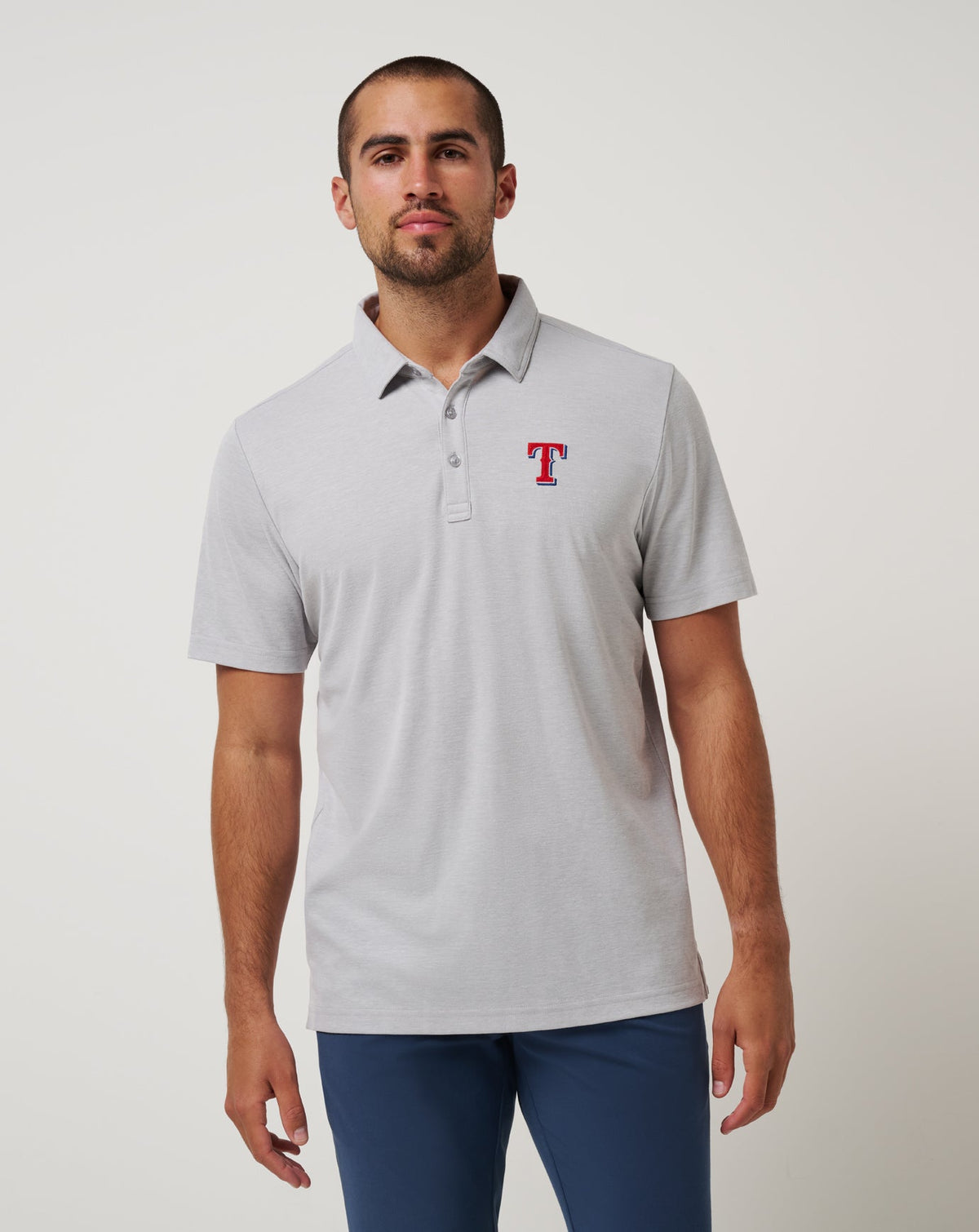 TravisMathew | Texas Rangers Playoff Pitch Polo - Heather Grey