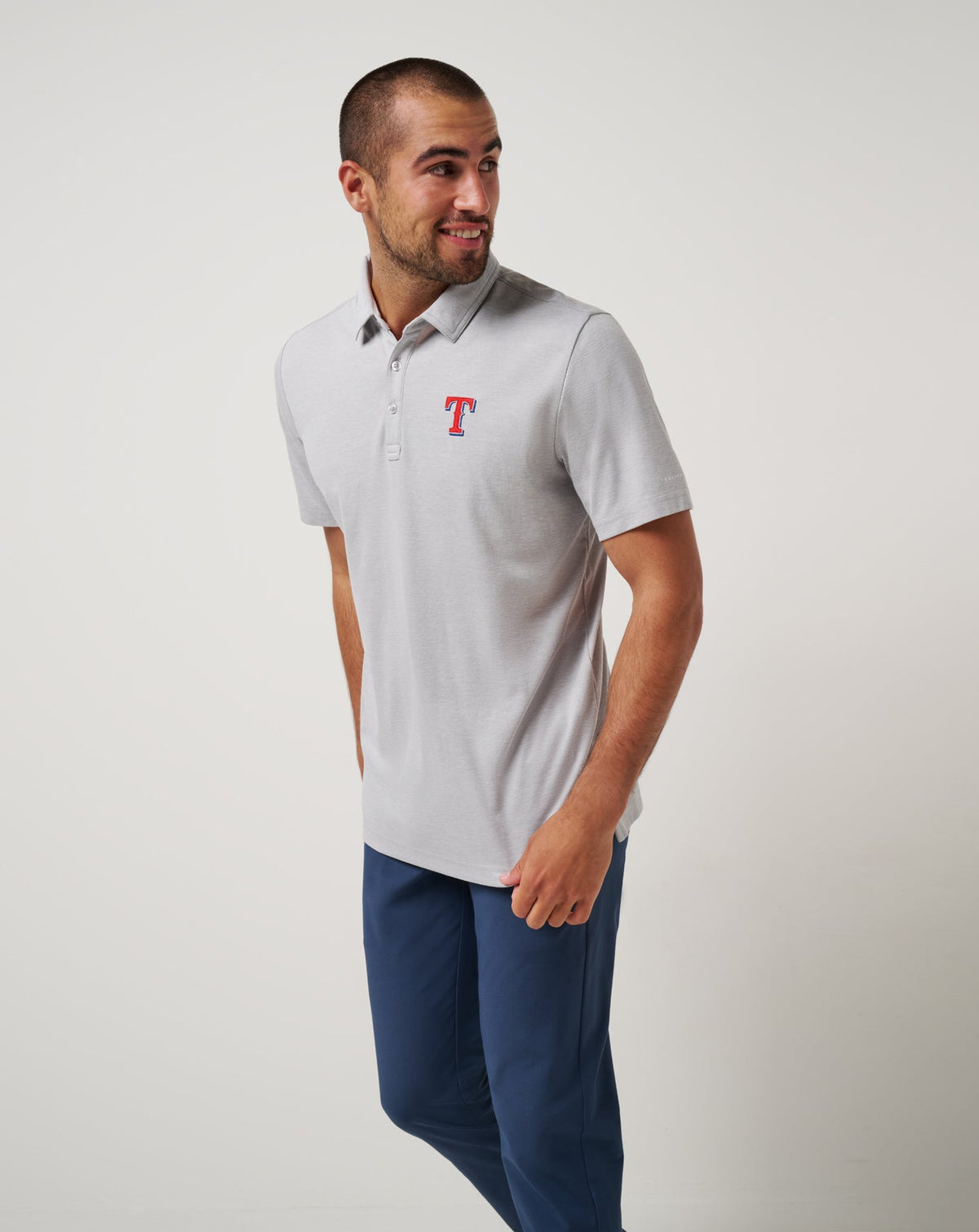 TravisMathew | Texas Rangers Playoff Pitch Polo - Heather Grey