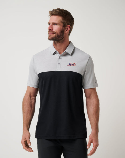 TravisMathew | New York Mets Home Run Leader Polo - Heather Grey/Black