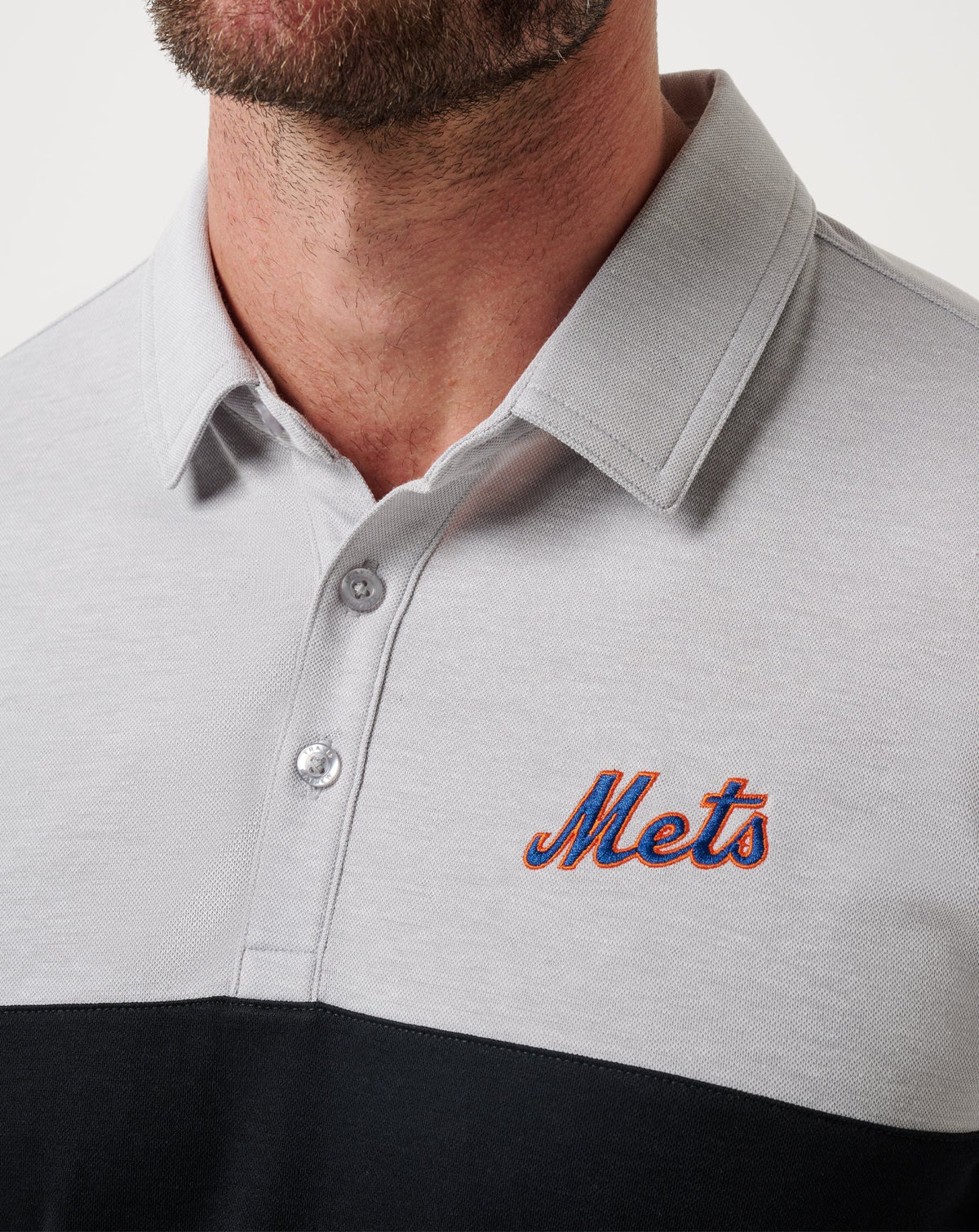TravisMathew | New York Mets Home Run Leader Polo - Heather Grey/Black
