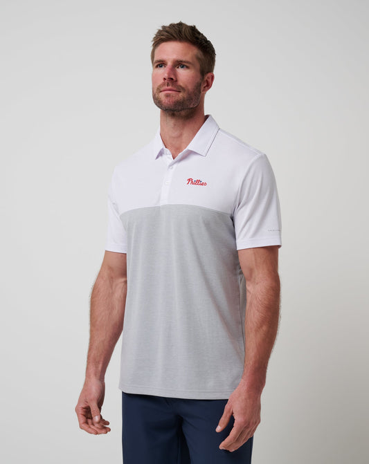 TravisMathew | Philadelphia Phillies Home Run Leader Polo - White/Heather Grey