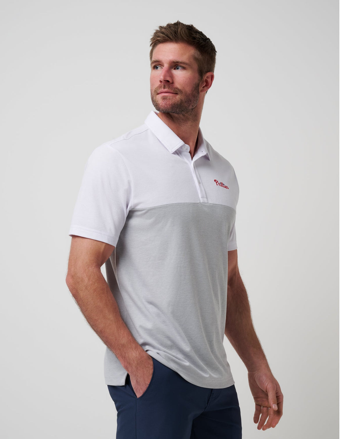 TravisMathew | Philadelphia Phillies Home Run Leader Polo - White/Heather Grey