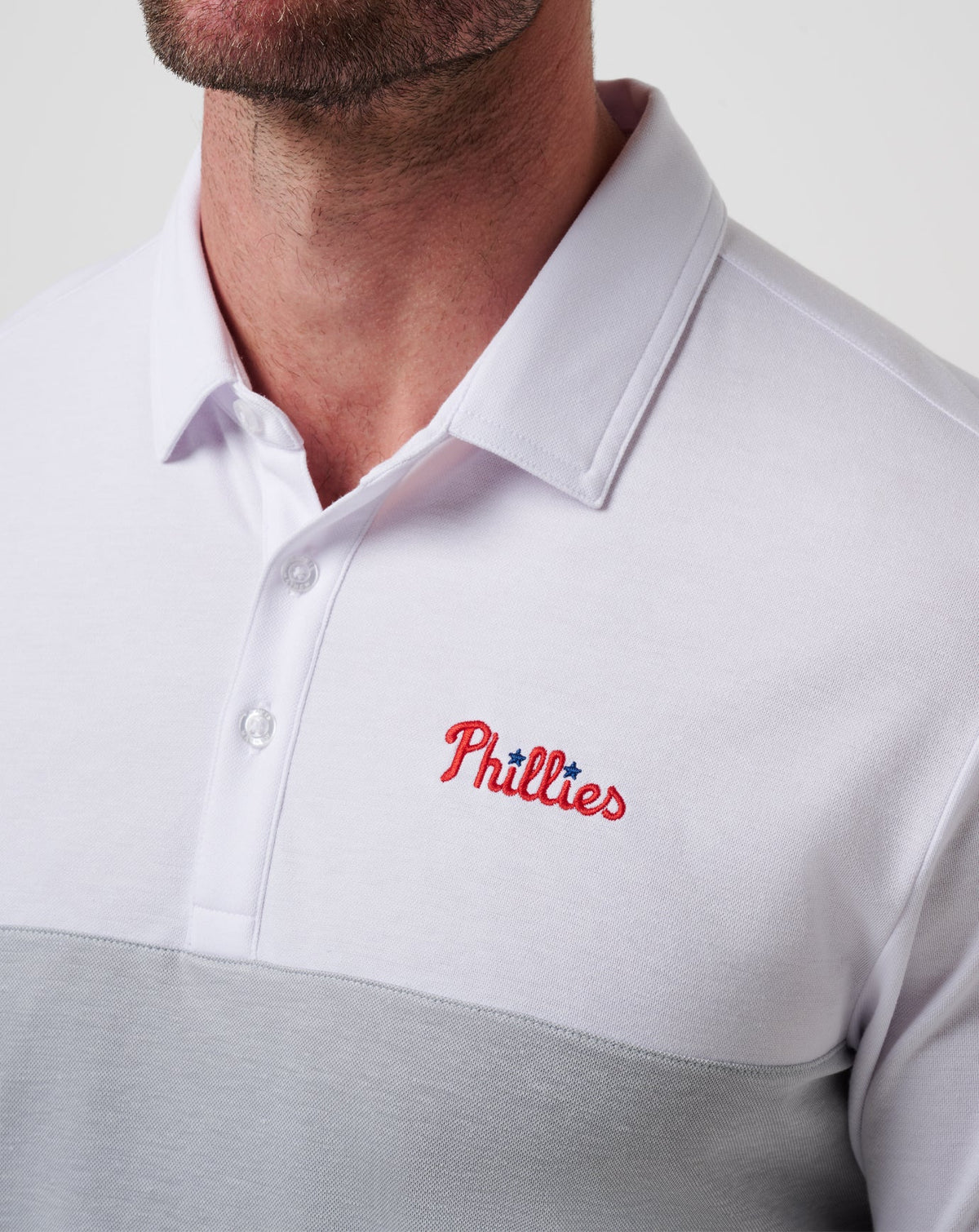 TravisMathew | Philadelphia Phillies Home Run Leader Polo - White/Heather Grey