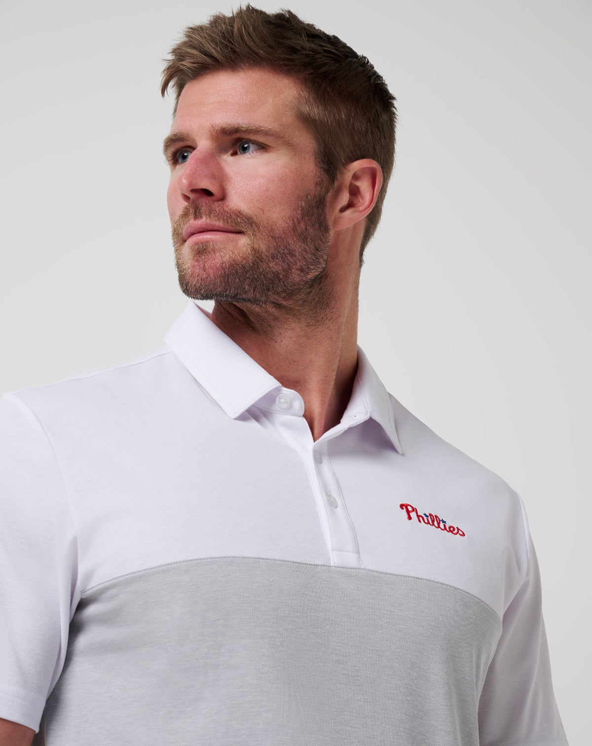 TravisMathew | Philadelphia Phillies Home Run Leader Polo - White/Heather Grey