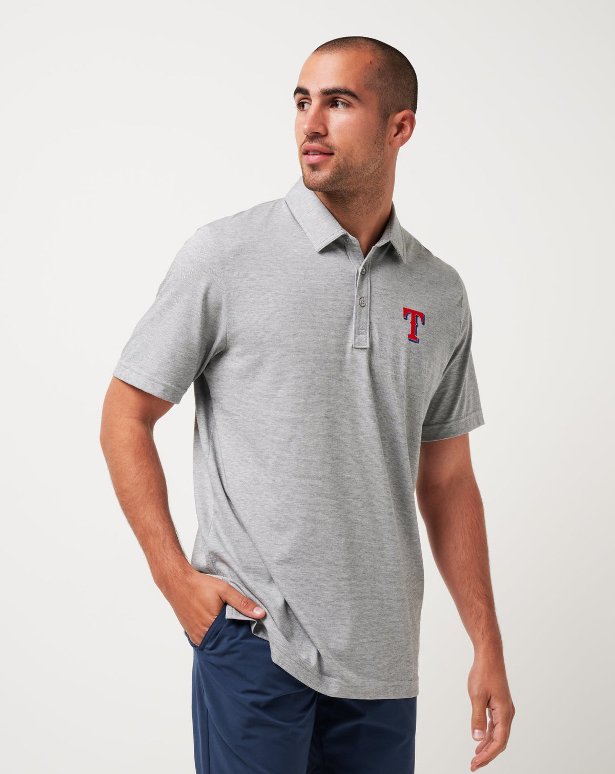 TravisMathew | Texas Rangers The Zinna Polo - Heather Grey