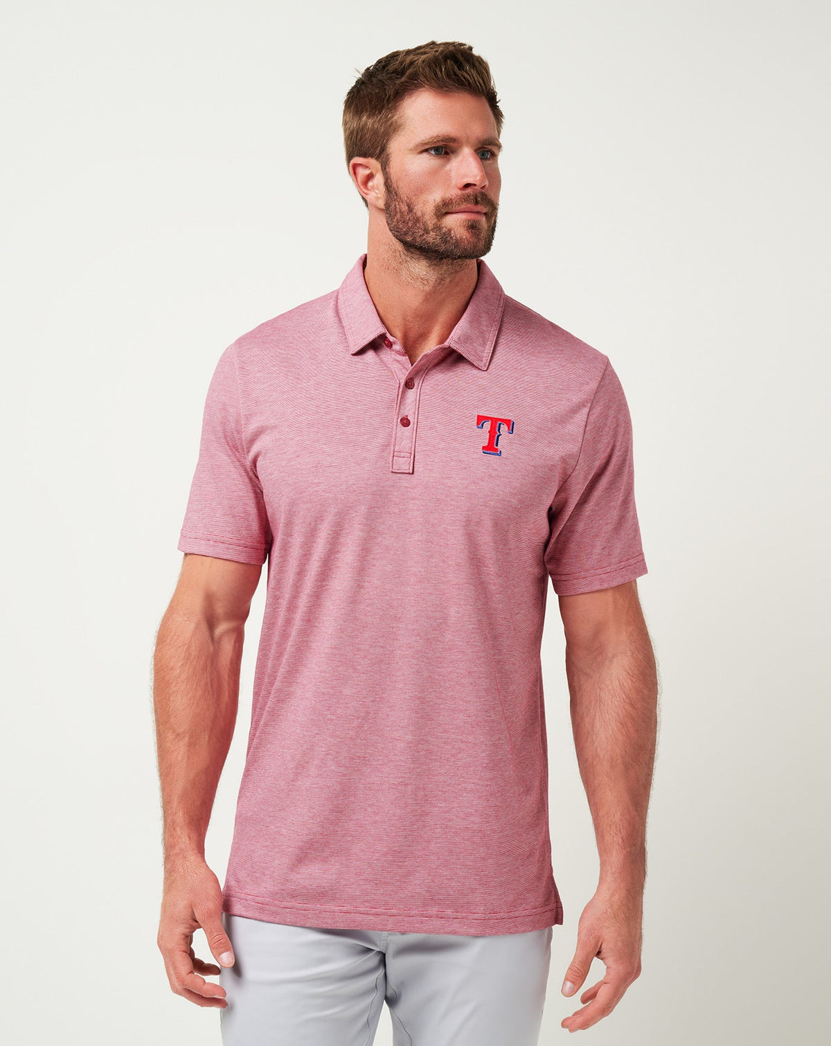 TravisMathew | Texas Rangers The Zinna Polo - Heather Cardinal