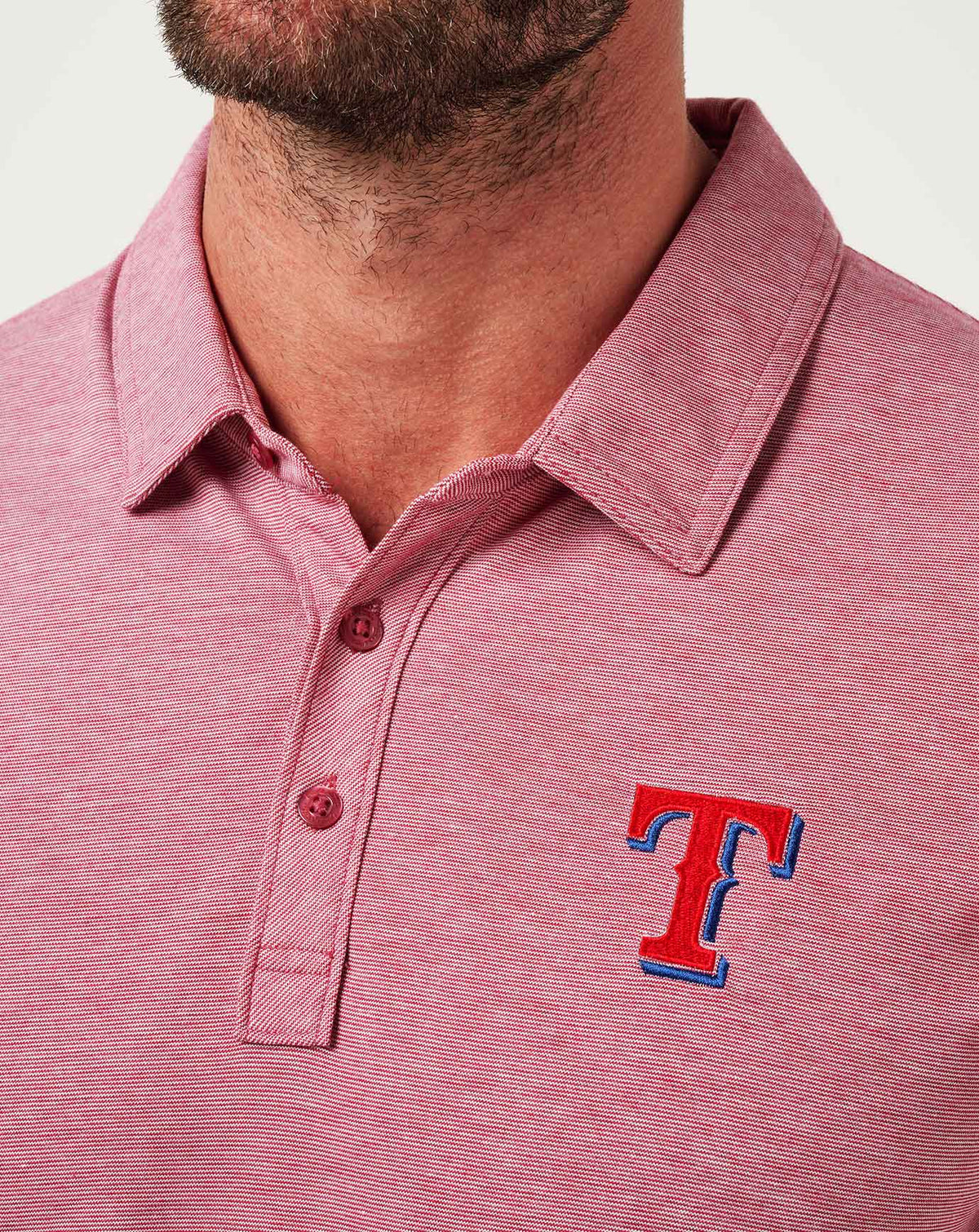 TravisMathew | Texas Rangers The Zinna Polo - Heather Cardinal