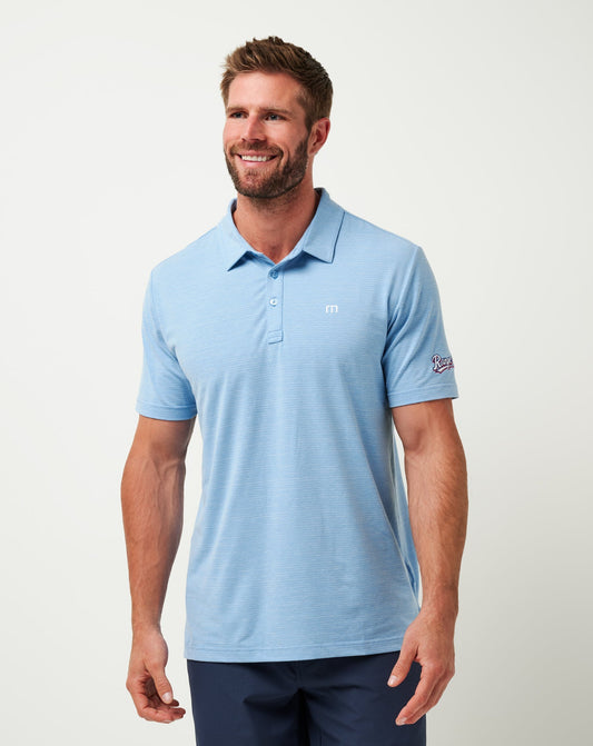 TravisMathew | Texas Rangers The Heater Polo - Heather Heritage Blue