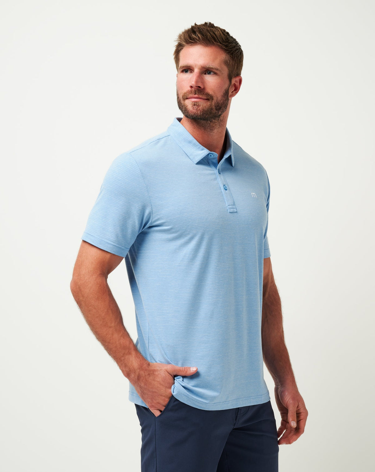 TravisMathew | Texas Rangers The Heater Polo - Heather Heritage Blue