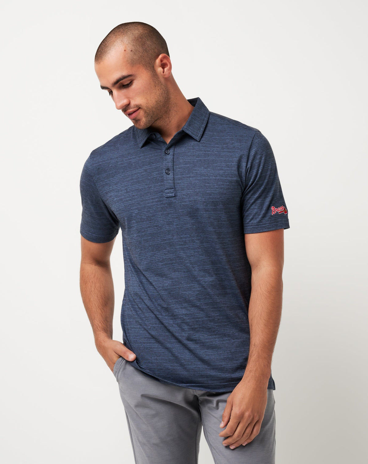 TravisMathew | Atlanta Braves The Heater Polo - Vintage Indigo/Black