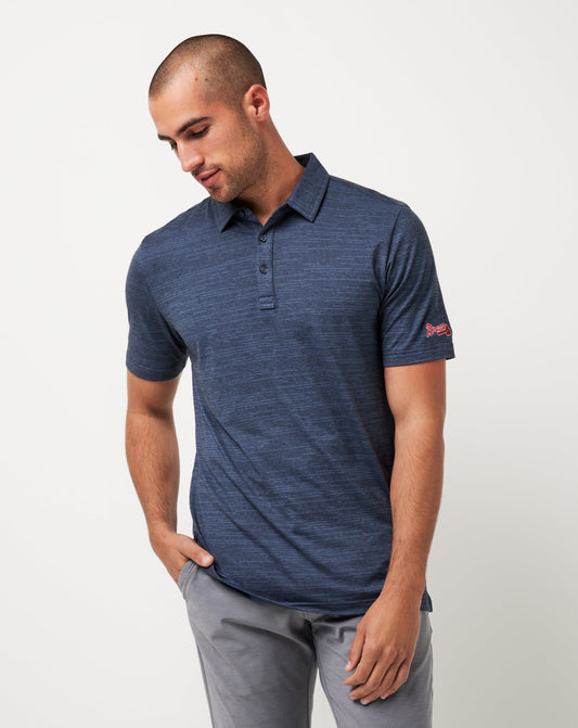TravisMathew | Atlanta Braves The Heater Polo - Vintage Indigo/Black