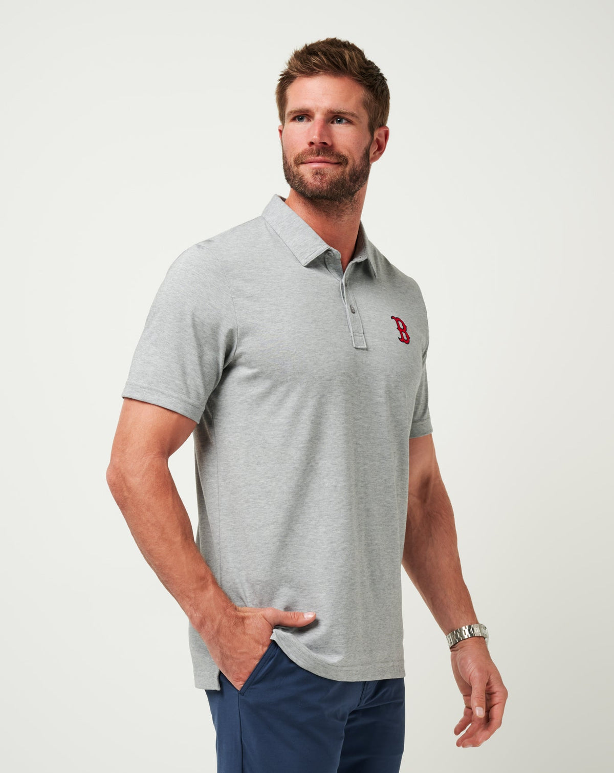 TravisMathew | Boston Red Sox The Zinna Polo - Heather Grey