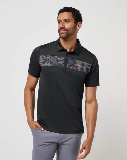 TravisMathew | Good Good Chest Stripe Polo - Black/Damson