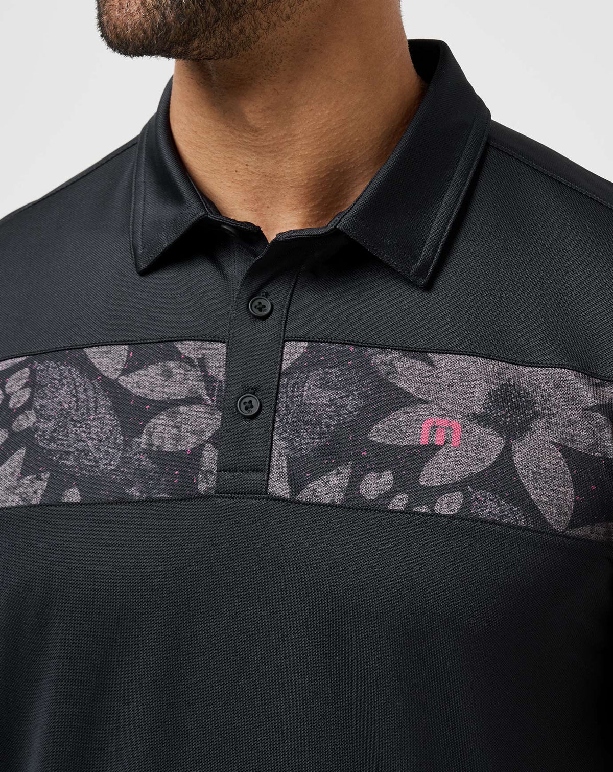 TravisMathew | Good Good Chest Stripe Polo - Black/Damson