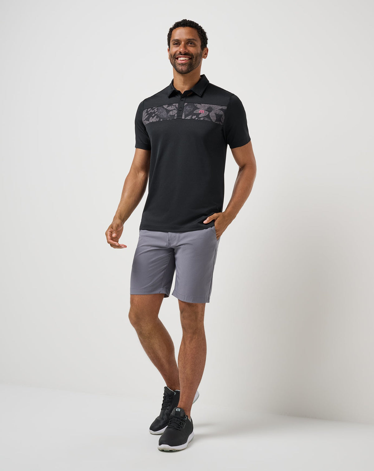 TravisMathew | Good Good Chest Stripe Polo - Black/Damson