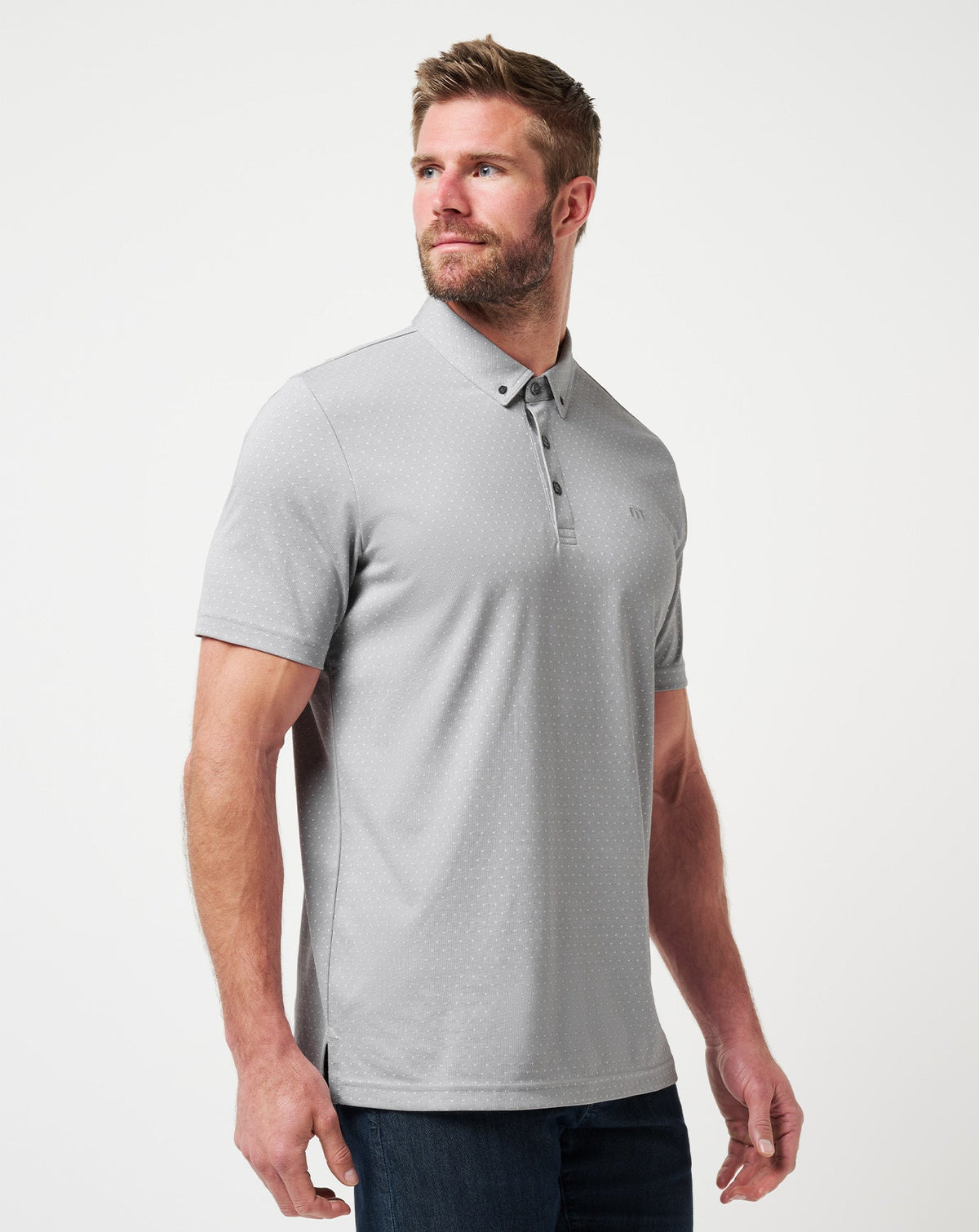 TravisMathew | Handsome Town 3.0 Polo - Heather Light Grey
