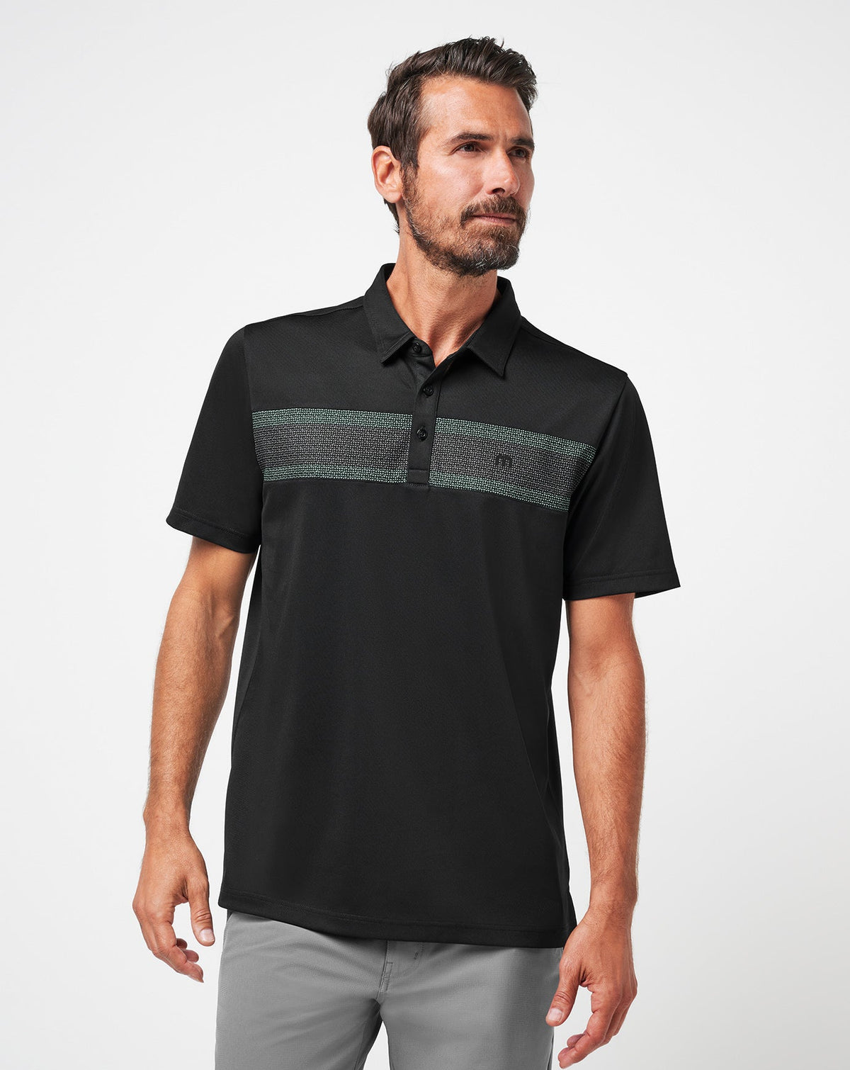 TravisMathew | Good Good Chest Stripe Polo - Black/Eggshell