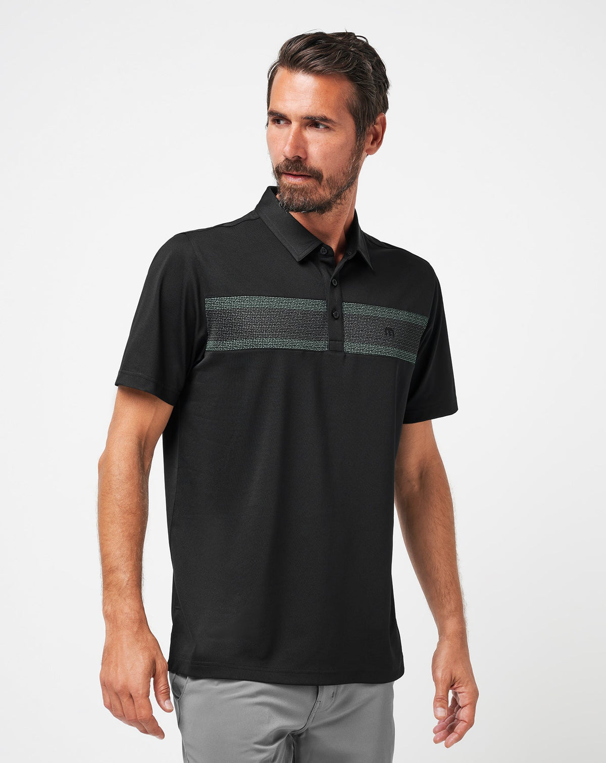 TravisMathew | Good Good Chest Stripe Polo - Black/Eggshell