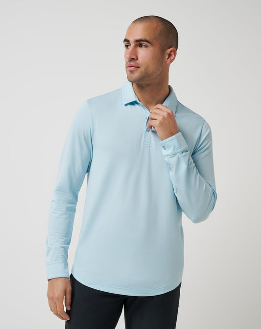 TravisMathew | Featherweight Long Sleeve Polo - Cory Blue