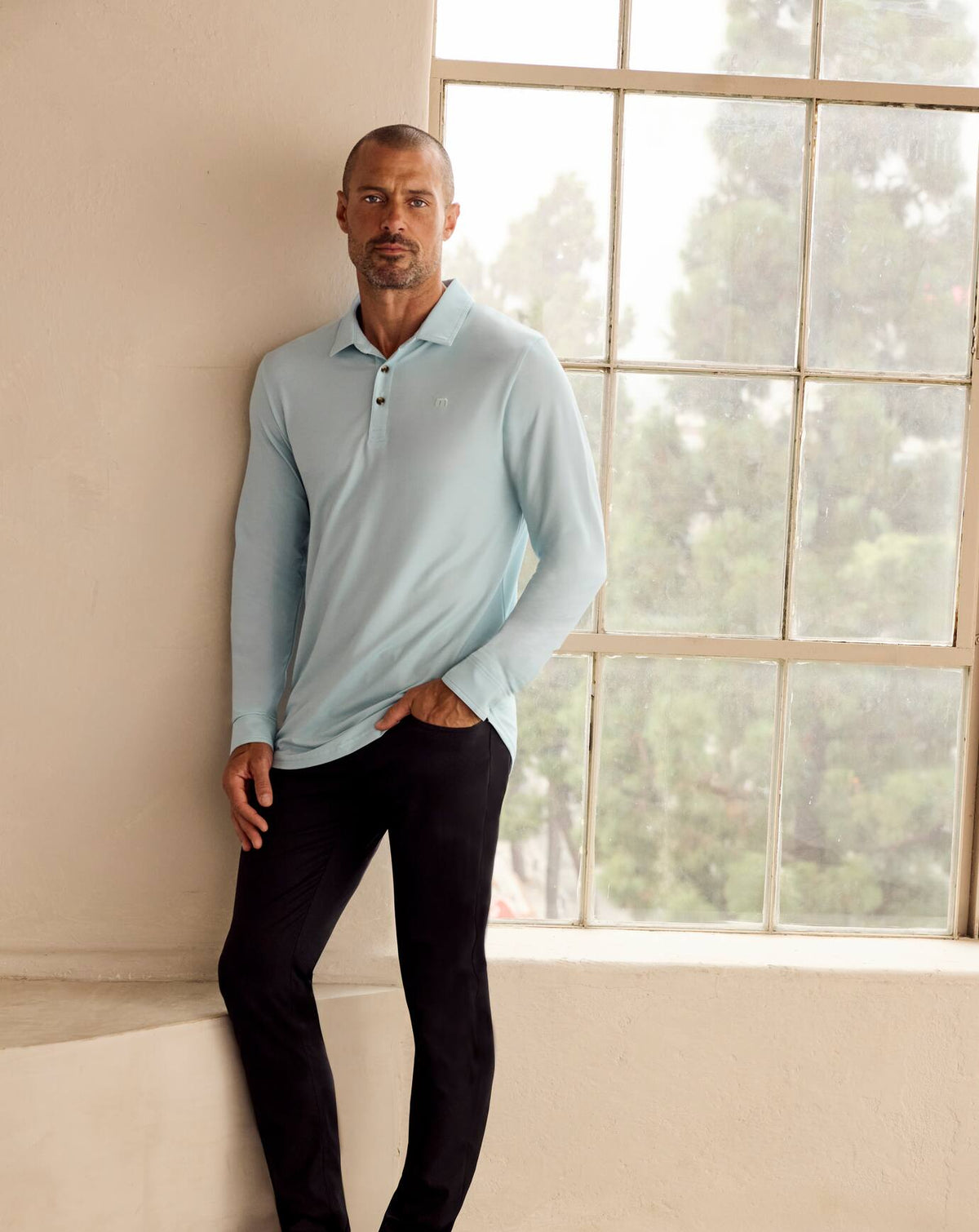 TravisMathew | Featherweight Long Sleeve Polo - Cory Blue
