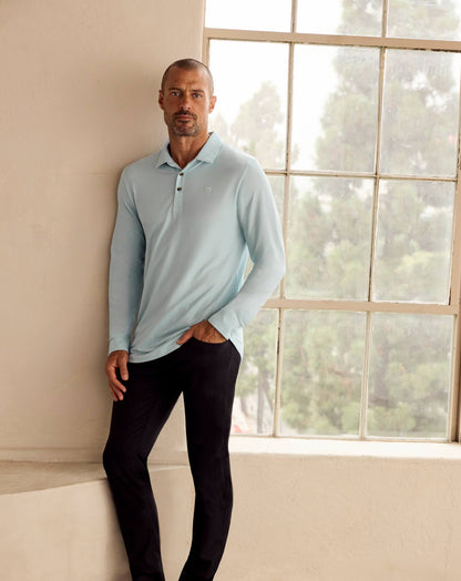 TravisMathew | Featherweight Long Sleeve Polo - Cory Blue