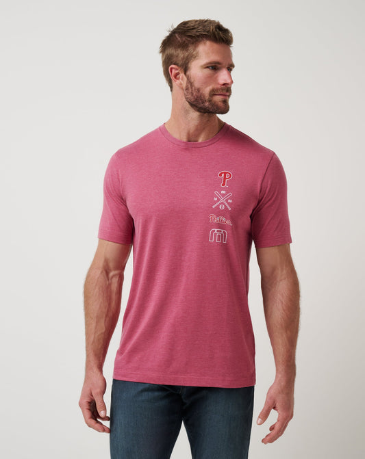 TravisMathew | Philadelphia Phillies Sunset Slam 2.0 Tee - Heather Red