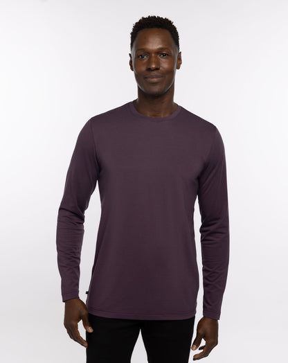 TravisMathew | The Crew Long Sleeve Tee - Mauve Wine/Blue Nights
