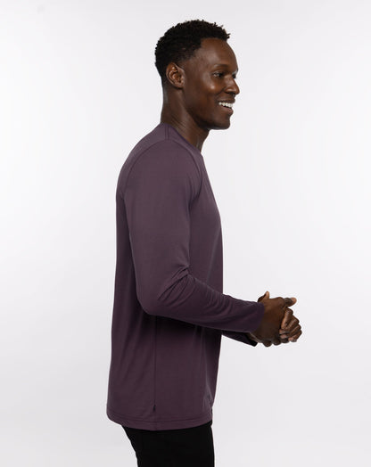 TravisMathew | The Crew Long Sleeve Tee - Mauve Wine/Blue Nights