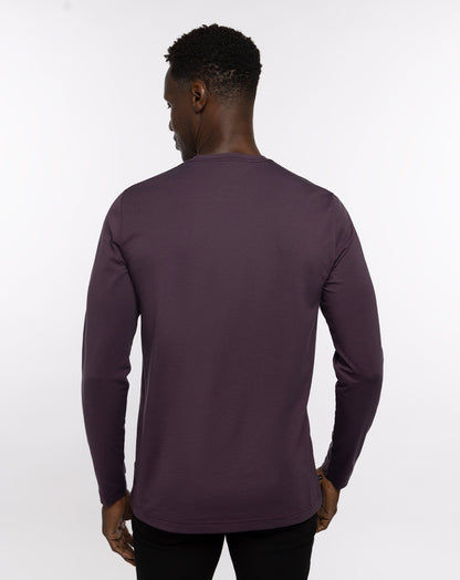 TravisMathew | The Crew Long Sleeve Tee - Mauve Wine/Blue Nights