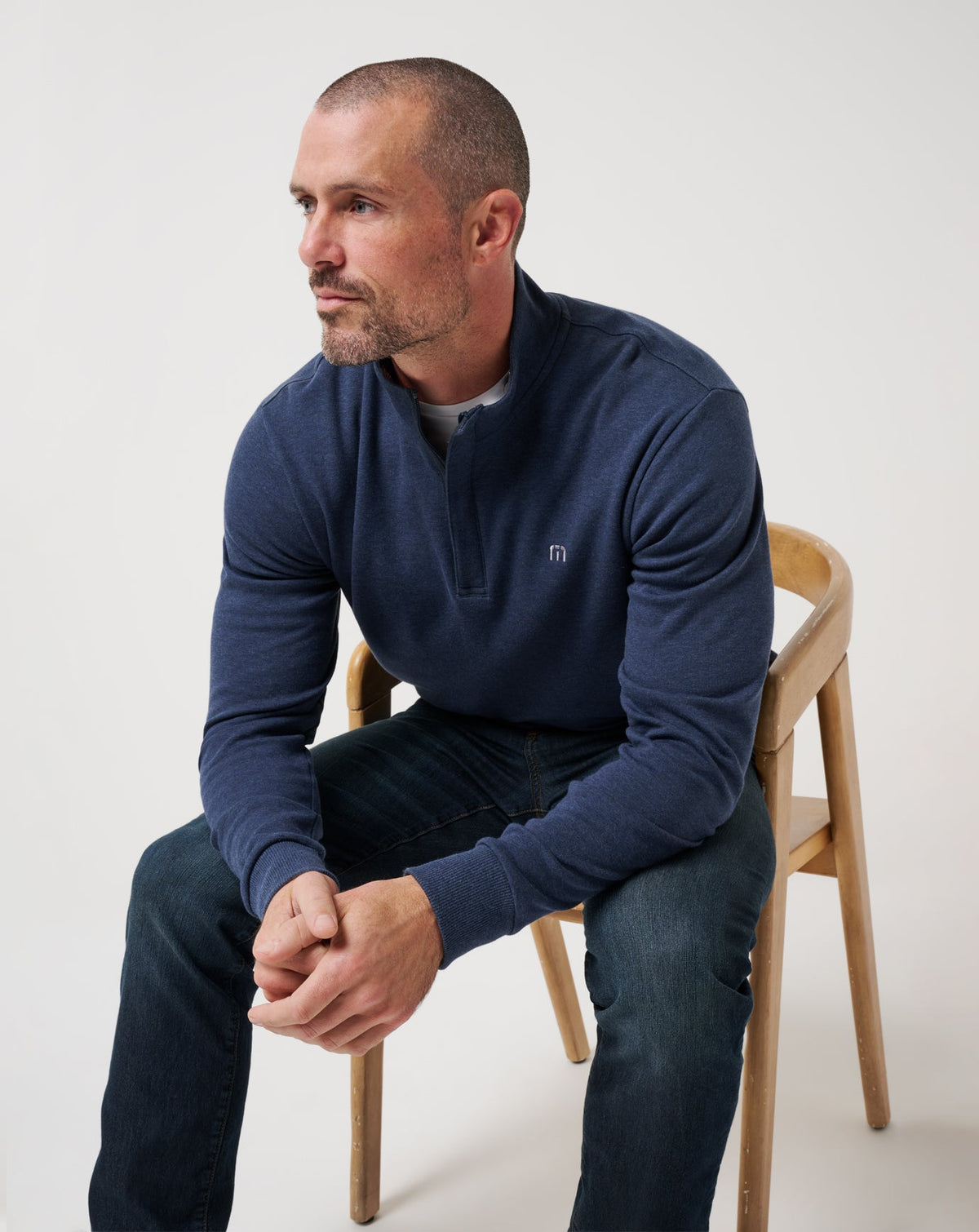 TravisMathew | Cloud Quarter Zip 2.0 - Heather Blue