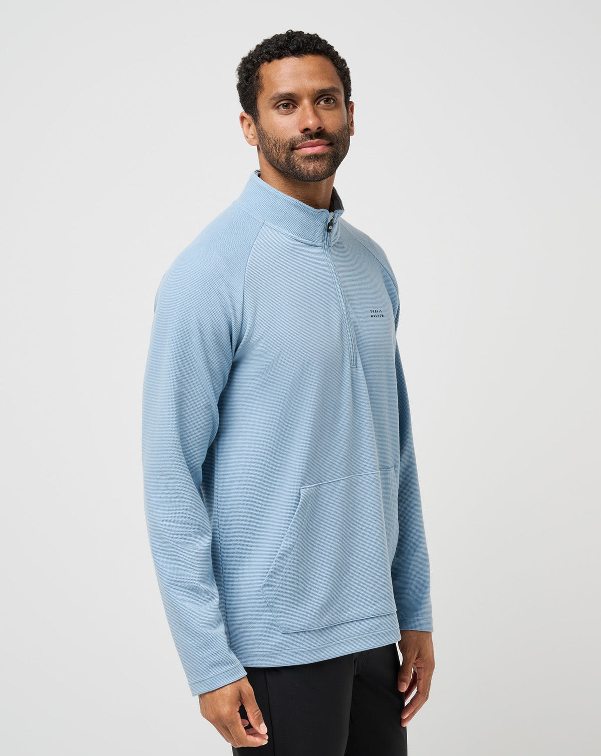 TravisMathew | Performance Waffle Quarter Zip - Dusty Blue