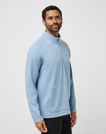 TravisMathew | Performance Waffle Quarter Zip - Dusty Blue