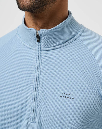 TravisMathew | Performance Waffle Quarter Zip - Dusty Blue