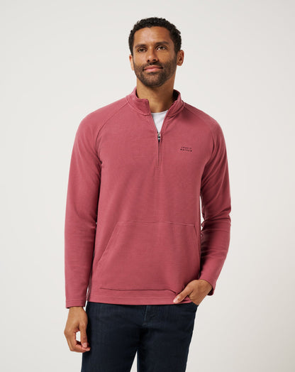 TravisMathew | Performance Waffle Quarter Zip - Roan Rouge
