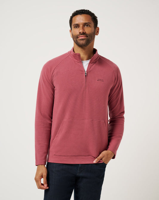 TravisMathew | Performance Waffle Quarter Zip - Roan Rouge