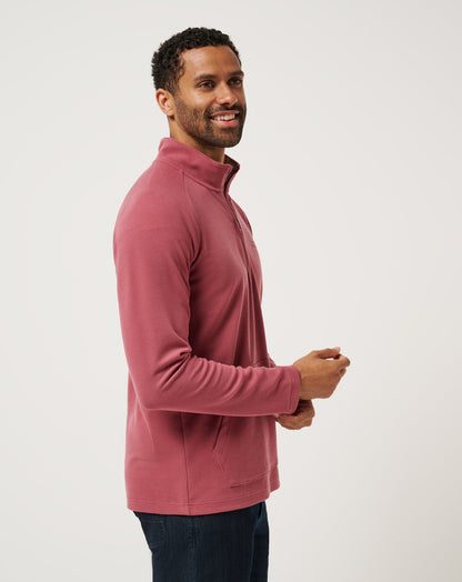 TravisMathew | Performance Waffle Quarter Zip - Roan Rouge