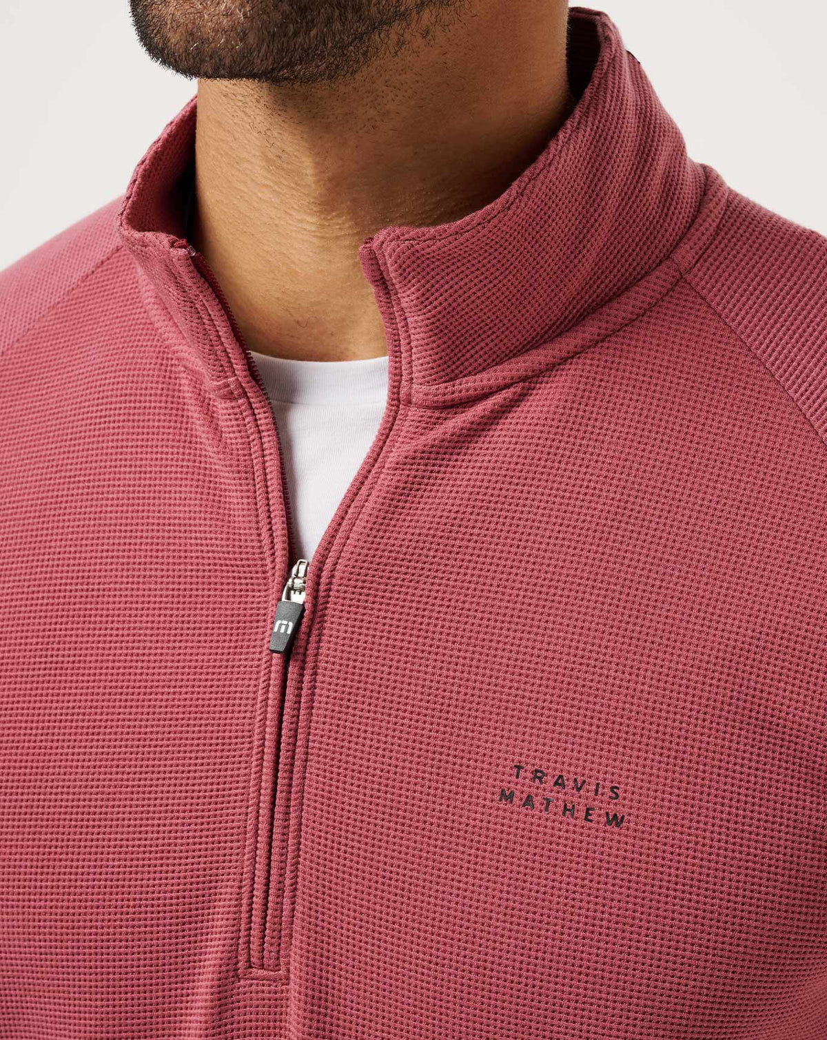 TravisMathew | Performance Waffle Quarter Zip - Roan Rouge